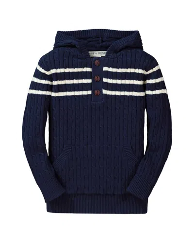 Hope & Henry Hooded Pullover Sweater In Blue