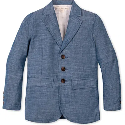 Hope & Henry Kids' Classic Organic Chambray Suit Jacket In Blue