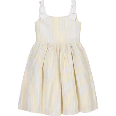 Hope & Henry Kids' Linen Bow Shoulder Dress In Multi