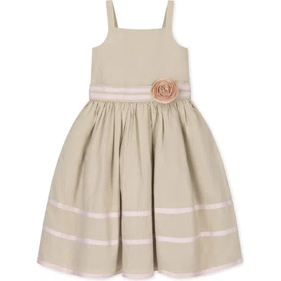 Hope & Henry Kids' Linen Cami Rosette Dress In Neutral