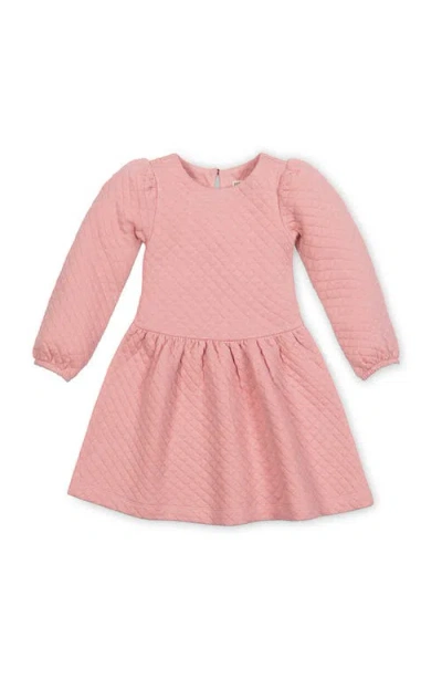 Hope & Henry Kids' Long Sleeve Quilted Drop Waist Dress In Pink