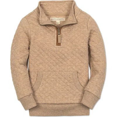 Hope & Henry Kids' Long Sleeve Quilted Kanga Half Zip Pullover In Brown