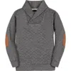 Hope & Henry Kids' Long Sleeve Quilted Shawl Collar Sweatshirt With Elbow Patches In Gray