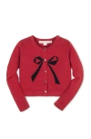 Hope & Henry Kids' Organic Bow Intarsia Sweater Cardigan In Red
