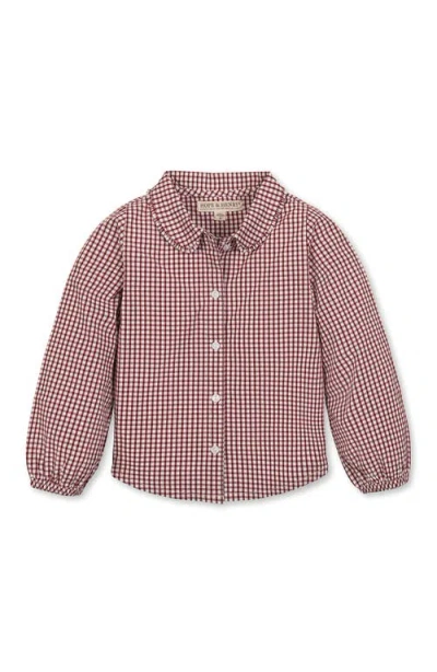 Hope & Henry Kids' Organic Button Down Peter Pan Collar Top In Pink