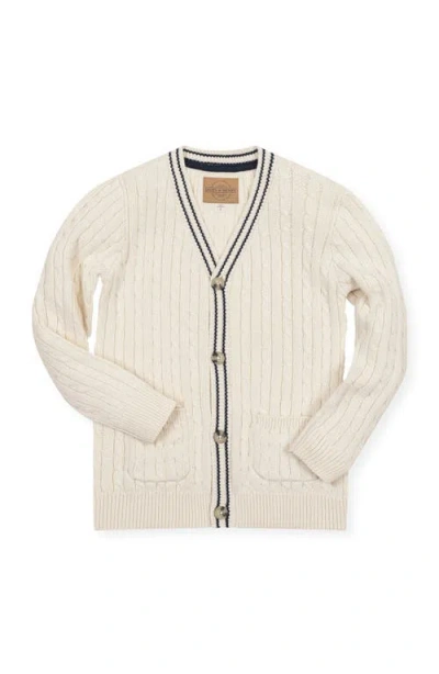 Hope & Henry Kids' Organic Cable Cardigan Sweater With Tipping In White