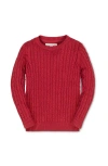 Hope & Henry Kids' Organic Cable Crewneck Pullover Sweater In Red