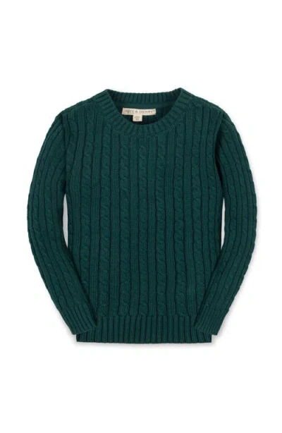Hope & Henry Kids' Organic Cable Crewneck Pullover Sweater In Green