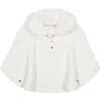 Hope & Henry Kids' Organic Cable Sweater Cape With Faux Fur In White