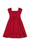 Hope & Henry Kids' Organic Cap Sleeve High Low Sateen Party Dress In Red