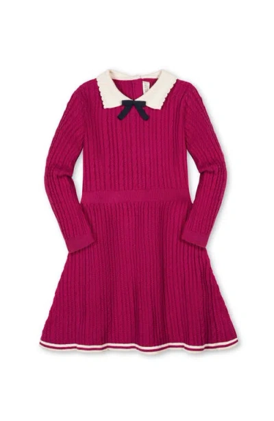 Hope & Henry Kids' Organic Collared French Cable Sweater Dress In Pink