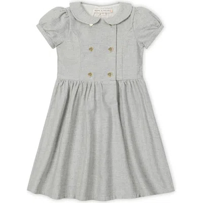 Hope & Henry Kids' Organic Double Breasted Flannel Dress With Collar In Gray