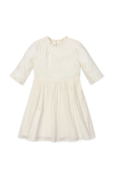 Hope & Henry Kids' Organic Flutter Sleeve Tiered Eyelet Dress In White