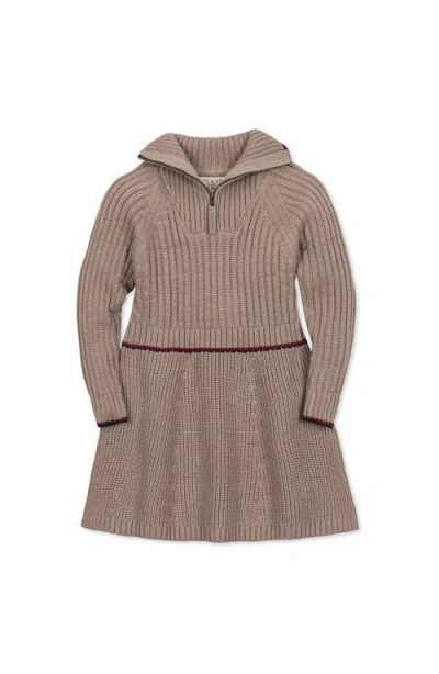 Hope & Henry Kids' Organic Half Zip Raglan Sweater Dress In Brown