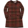 Hope & Henry Kids' Organic Long Sleeve Bow Detail Intarsia Sweater Dress In Burgundy