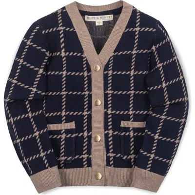 Hope & Henry Kids' Organic Long Sleeve Boyfriend Cardigan Sweater In Blue