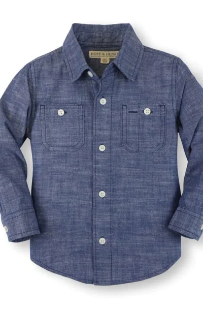 Hope & Henry Boys' Organic Chambray Shirt, Kids In Blue Chambray