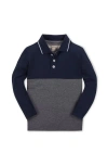 Hope & Henry Kids' Organic Long Sleeve Colorblock Jersey Polo In Multi