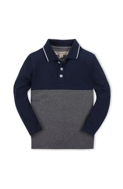 Hope & Henry Kids' Organic Long Sleeve Colorblock Jersey Polo In Multi