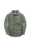 Hope & Henry Kids' Organic Long Sleeve Corduroy Flap Pocket Button Down Shirt In Green