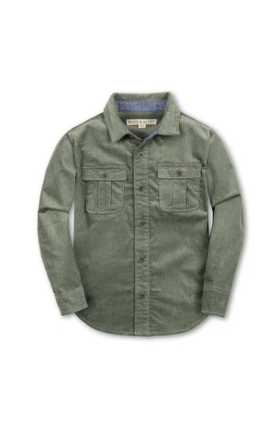 Hope & Henry Kids' Organic Long Sleeve Corduroy Flap Pocket Button Down Shirt In Green