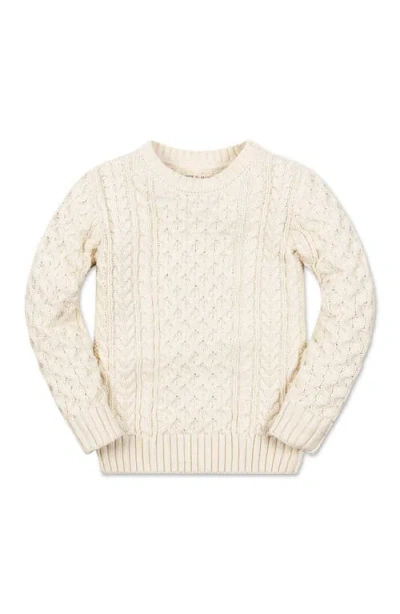 Hope & Henry Kids' Organic Long Sleeve Fisherman Cable Pullover Sweater In White