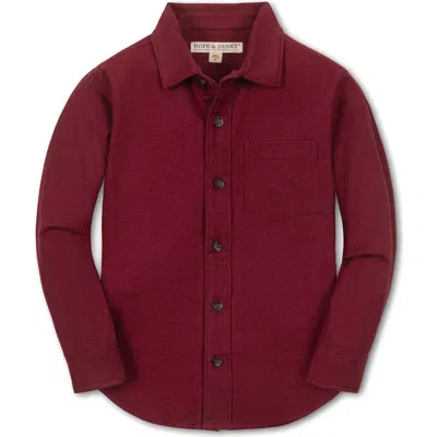 Hope & Henry Kids' Organic Long Sleeve Flannel Button Down Shirt In Burgundy
