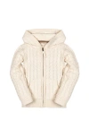 Hope & Henry Kids' Organic Long Sleeve Full Zip Hooded Sweater With Elbow Patches In Neutral