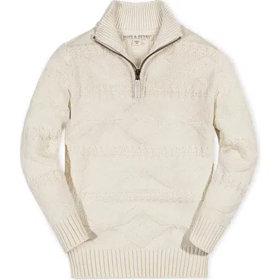 Hope & Henry Kids' Organic Long Sleeve Half Zip Cable Pullover Sweater In Neutral