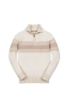 Hope & Henry Kids' Organic Long Sleeve Half Zip Sweater With Engineered Stripe In Neutral
