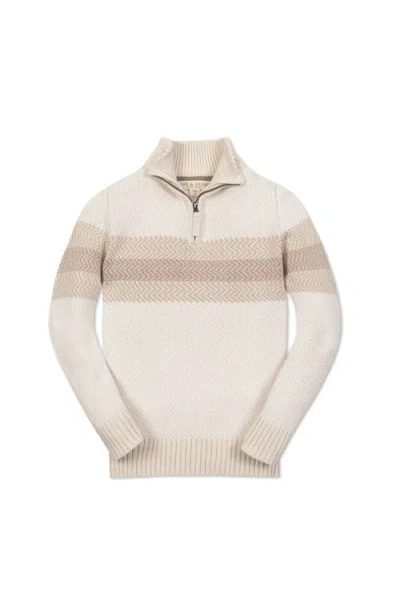 Hope & Henry Kids' Organic Long Sleeve Half Zip Sweater With Engineered Stripe In Neutral