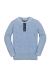 Hope & Henry Kids' Organic Long Sleeve Henley Pullover Sweater With Elbow Patches In Blue