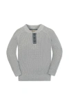 Hope & Henry Kids' Organic Long Sleeve Henley Pullover Sweater With Elbow Patches In Gray