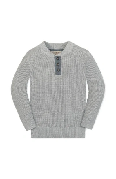 Hope & Henry Kids' Organic Long Sleeve Henley Pullover Sweater With Elbow Patches In Gray