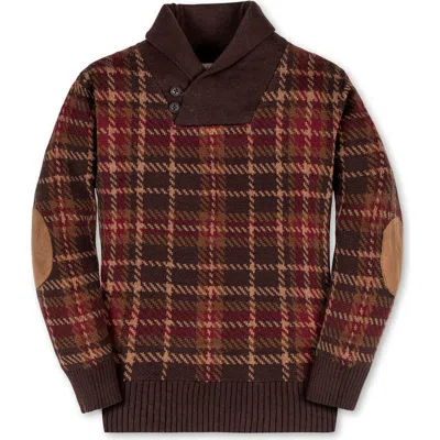 HOPE & HENRY HOPE & HENRY KIDS' ORGANIC LONG SLEEVE INTARSIA SHAWL COLLAR SWEATER WITH ELBOW PATCHES