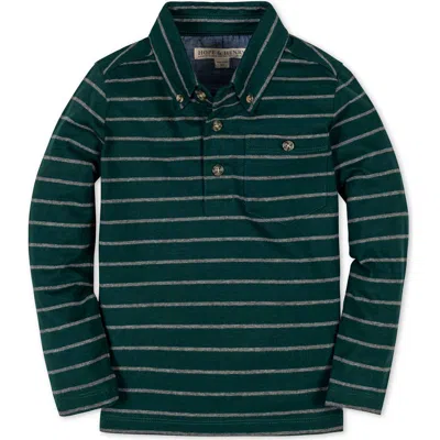 Hope & Henry Kids' Organic Long Sleeve Jersey Knit Polo Shirt In Black