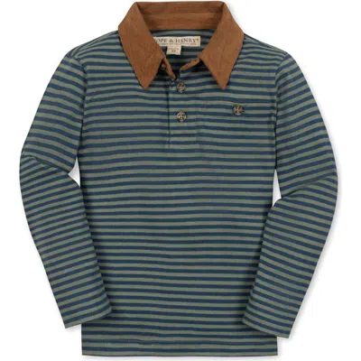 Hope & Henry Kids' Organic Long Sleeve Jersey Polo With Cord Collar In Multi