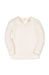 Hope & Henry Kids' Organic Long Sleeve Knit Top With Woven Collar In Neutral