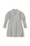 Hope & Henry Kids' Organic Long Sleeve Mock Neck Button Placket Sweater Dress In Gray