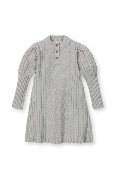 Hope & Henry Kids' Organic Long Sleeve Mock Neck Button Placket Sweater Dress In Gray