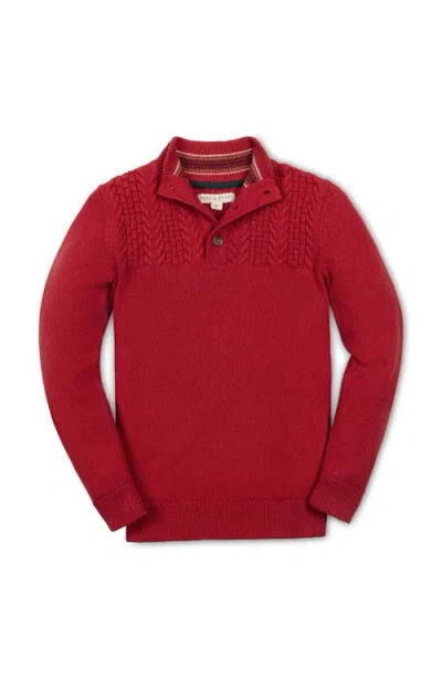 Hope & Henry Kids' Organic Long Sleeve Mock Neck Sweater With Cable Yoke In Red