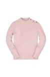 Hope & Henry Kids' Organic Long Sleeve Mock Neck Sweater With Gold Buttons In Purple
