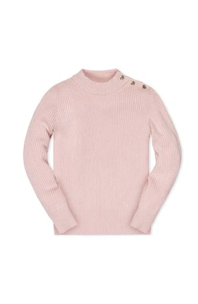 Hope & Henry Kids' Organic Long Sleeve Mock Neck Sweater With Gold Buttons In Purple