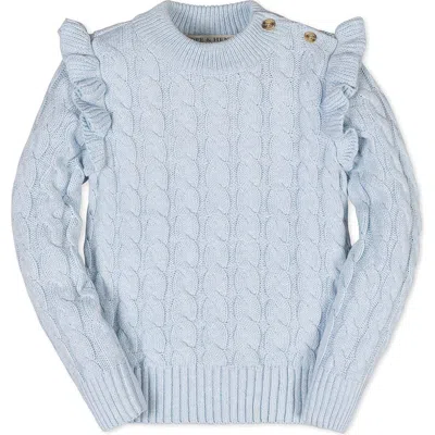 Hope & Henry Kids' Organic Long Sleeve Mock Neck Sweater With Ruffle In Blue