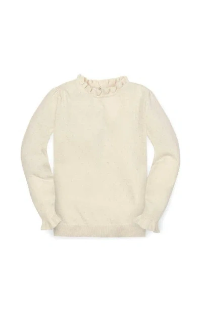 Hope & Henry Kids' Organic Long Sleeve Ruffle Edge Sweater In Neutral