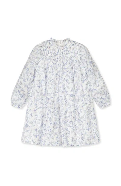 Hope & Henry Kids' Organic Long Sleeve Ruffle Neck Smocked Yoke Dress In White