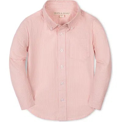 Hope & Henry Kids' Organic Long Sleeve Seersucker Shirt In Pink