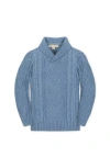 Hope & Henry Kids' Organic Long Sleeve Shawl Collar Cable Sweater In Blue