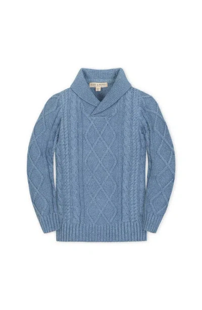 Hope & Henry Kids' Organic Long Sleeve Shawl Collar Cable Sweater In Blue