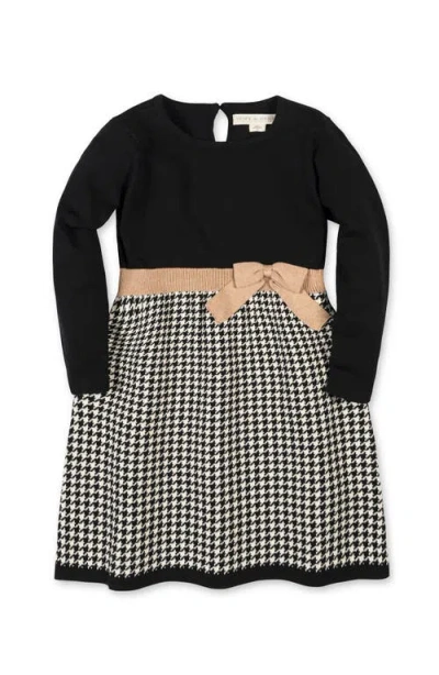Hope & Henry Kids' Organic Long Sleeve Skater Sweater Dress With Bow In Multi